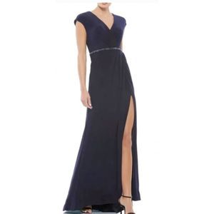 Mac Duggal Crystal Belt Jersey Gown